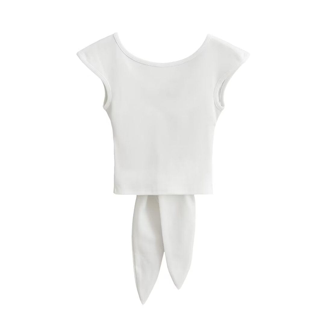 t-shirt dos nu olivia avec noeud arrière élégant pour un look chic et décontracté, design moderne et minimaliste