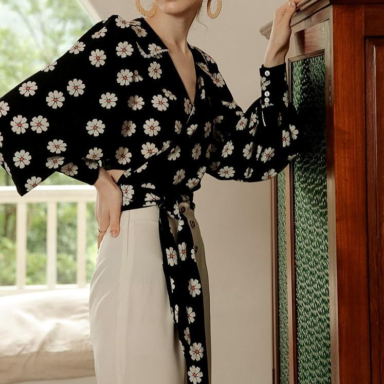 Chemisier Kimono à Fleurs - Emi - Chemisier Kimono Emi à 
