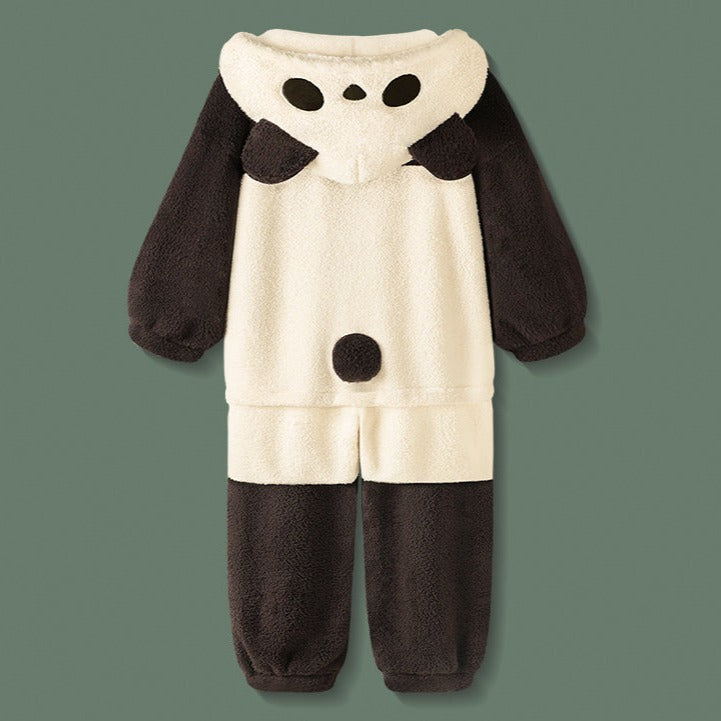 combinaison pyjama panda polaire en édition limitée pour enfant avec capuche et oreilles de panda, idéale en hiver