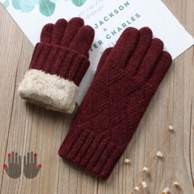 gants en polaire bordeaux pour femme avec fonctionnalités tactiles pour écran, confortables et élégants pour l'hiver