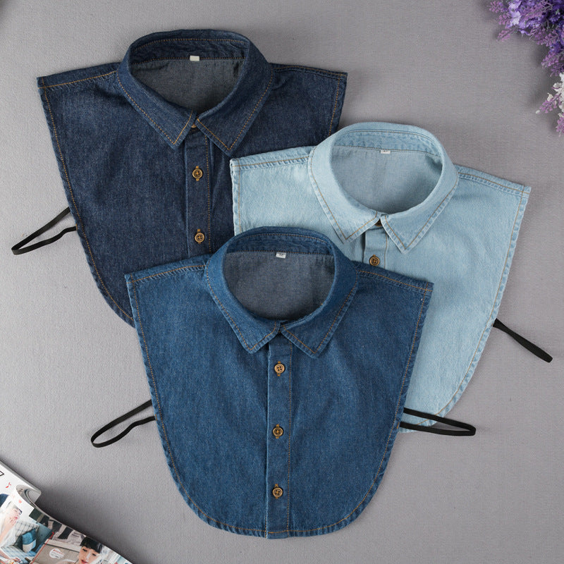 col de chemise amovible pour femme en denim, différentes teintes de jean, accessoire de mode polyvalent et tendance