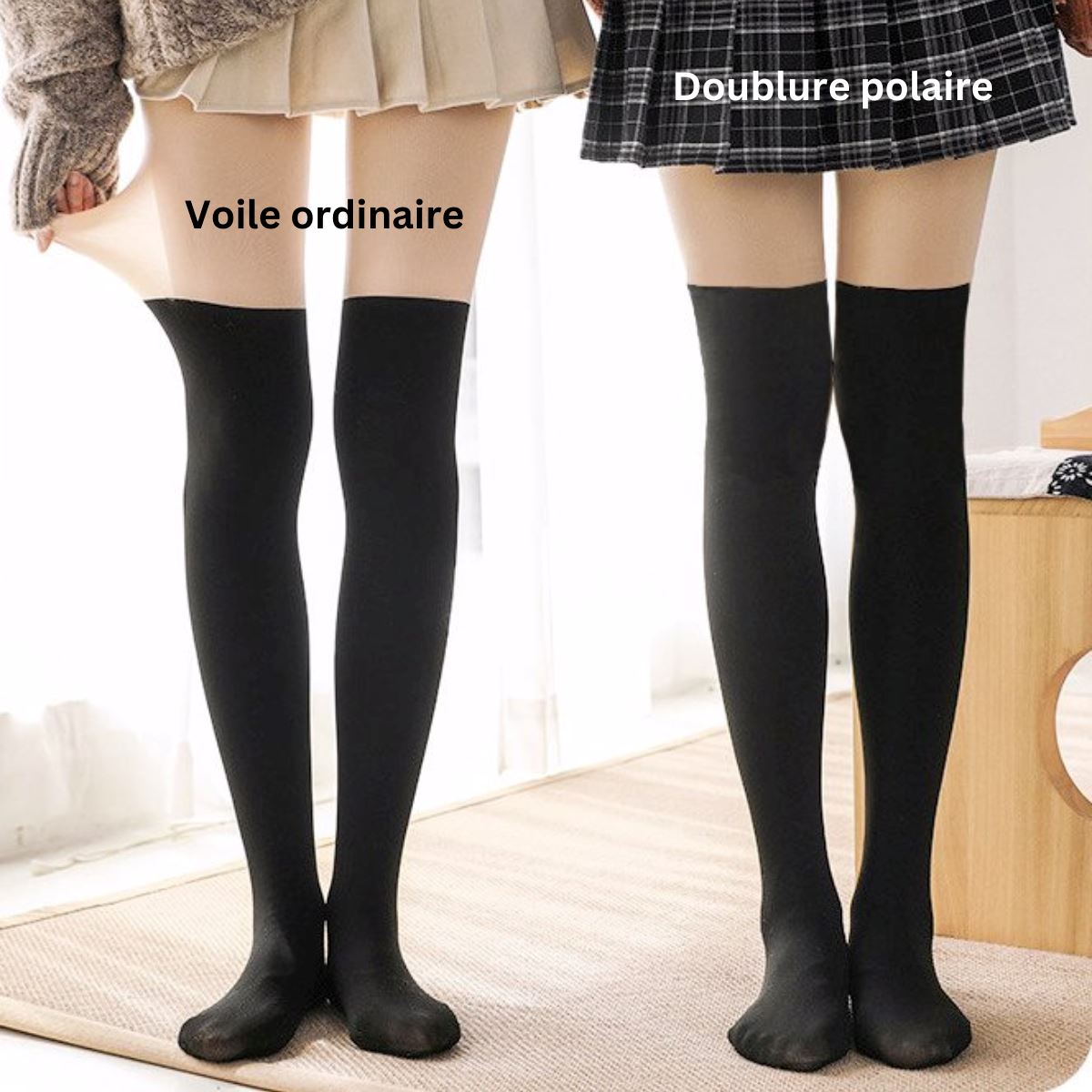 Femme portant Collant Effet Chaussettes Hautes Non doublé - Les Petits Imprimés