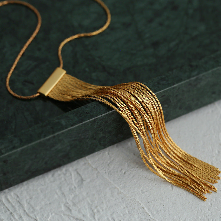 Gros Collier Fantaisie EVER FAITH Collier Femme Or Pompon Cascade