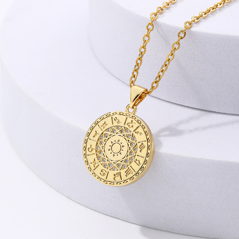 collier zodiaque femme en or avec pendentif astrologique élégant sur chaîne fine pour un look raffiné et sophistiqué