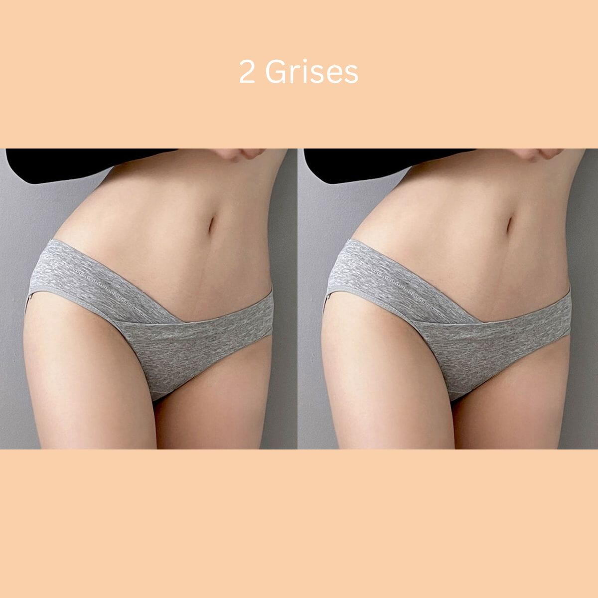 culotte en coton gris pour femme en lot de 2, sous-vêtements confortables et doux, lingerie basique et quotidienne