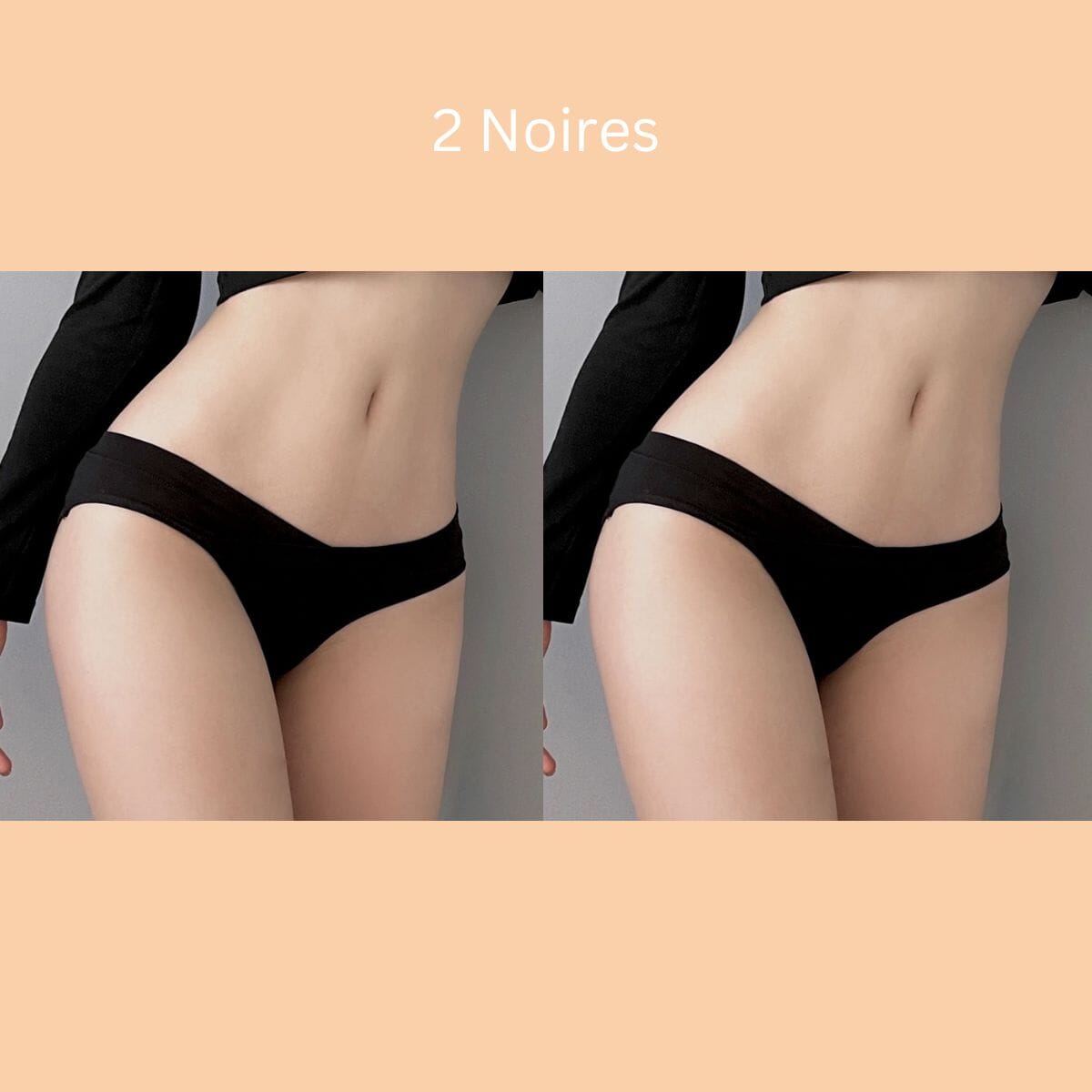 Lot de deux culottes en coton noires pour femme, confortables et parfaites pour un usage quotidien.