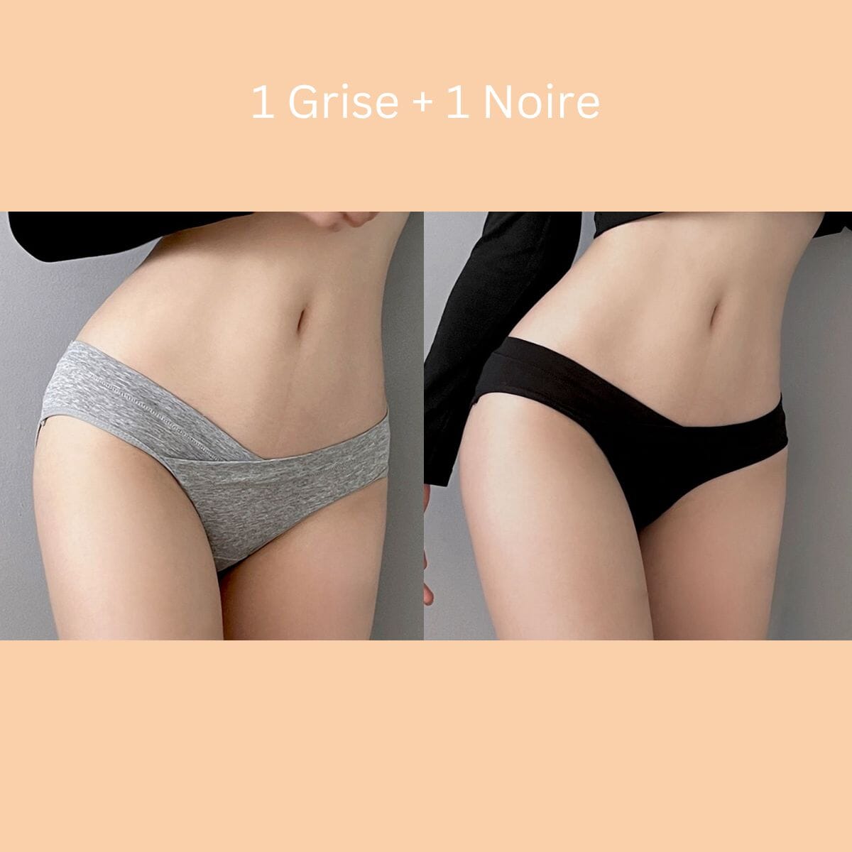 culotte coton pour femme en lot de 2, 1 grise et 1 noire, confortables et légères, parfaites pour un usage quotidien