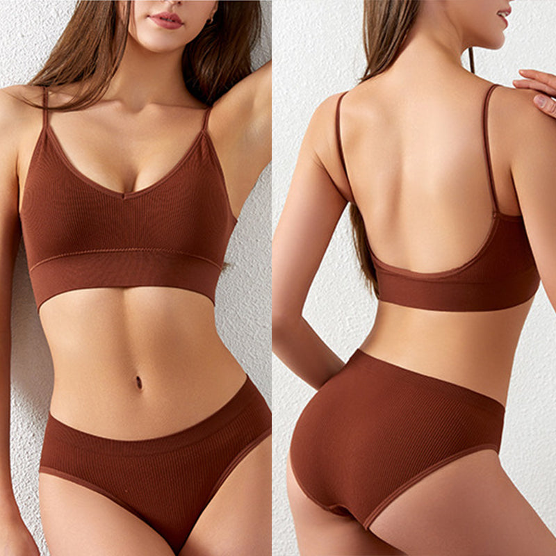 culotte de sport brune Adeline pour femme, vue de face et de dos, confortable et idéale pour les activités sportives