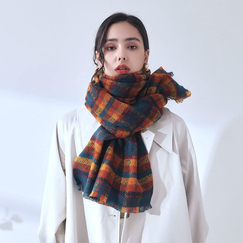 echarpe vintage en laine et cachemire pour femme, plaid coloré et chaud, idéal pour l'hiver et la mi-saison