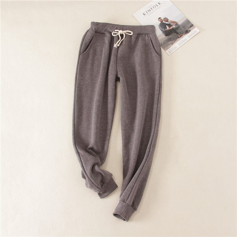 pantalon de jogging polaire pour femmes idéal pour l'hiver, couleur gris, modèle lina, confortable et chaud