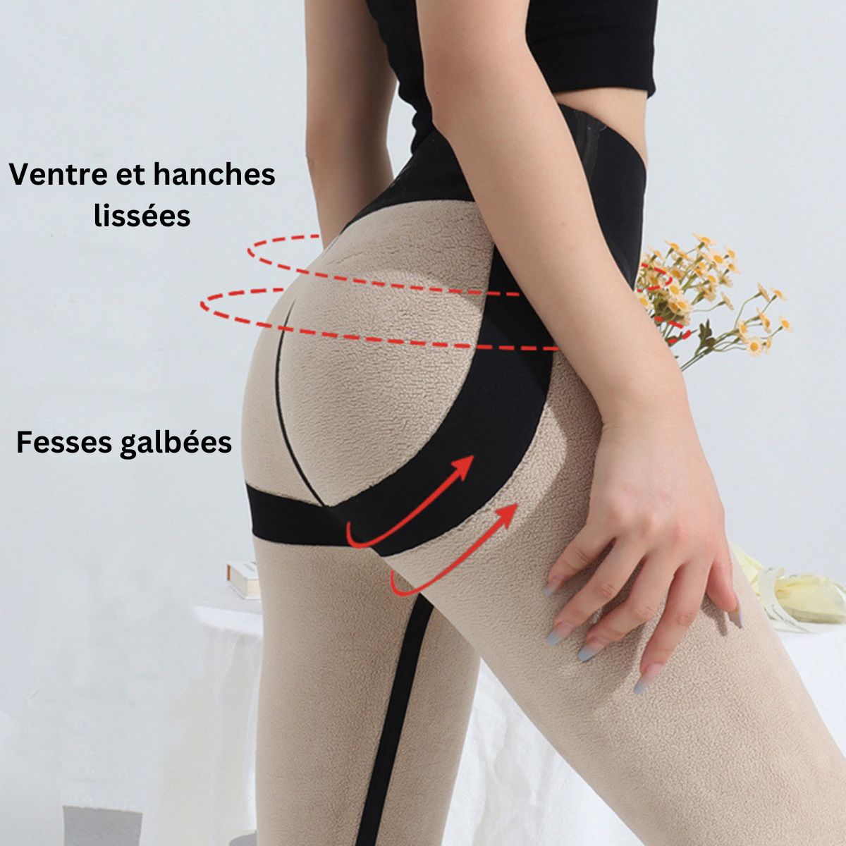 legging polaire sculptant amélia, lissant ventre et hanches, galbant fesses pour un effet amincissant optimal