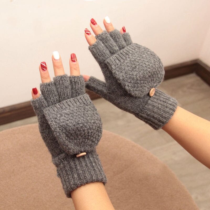 moufles mitaines polaire grises pour femme en laine, parfaites pour l'hiver et garder les mains bien au chaud