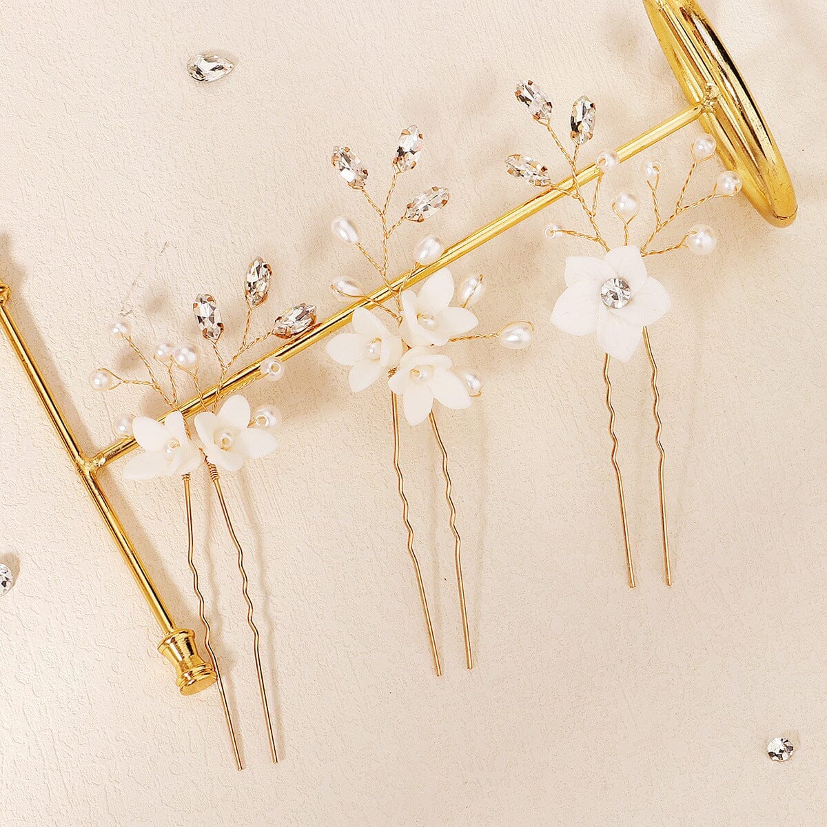 3-teiliges Haarschmuck-Set Mit Rosen-Design – Strasssteine & Perlen, Für Hochzeit, Ball & Festliche Anlässe