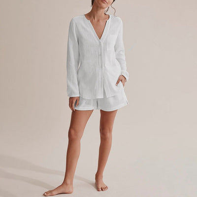 Femme portant Pyjama Gaze de Coton - Éléonore - Les Petits Imprimés