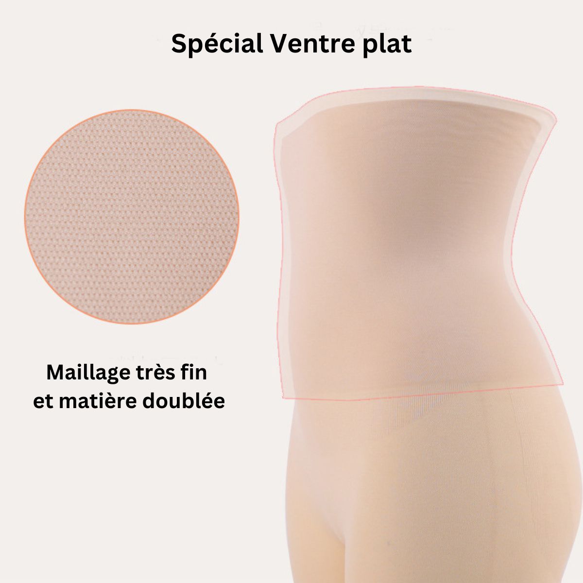 shorty gainant pour ventre plat maillage très fin et matière doublée, idéal pour affiner la silhouette féminine